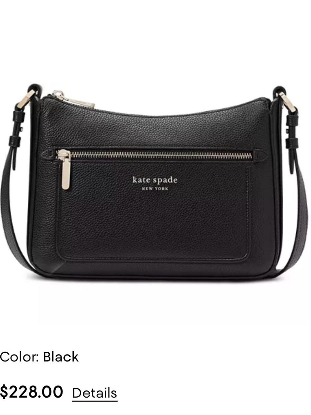 kate spade Black Leather Pebbled Crossbody Bag